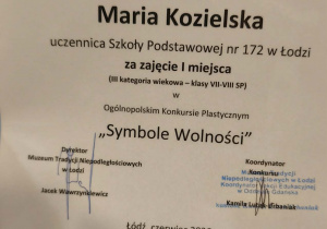 Sukces naszych uczennic w konkursie „Symbole Wolności”!
